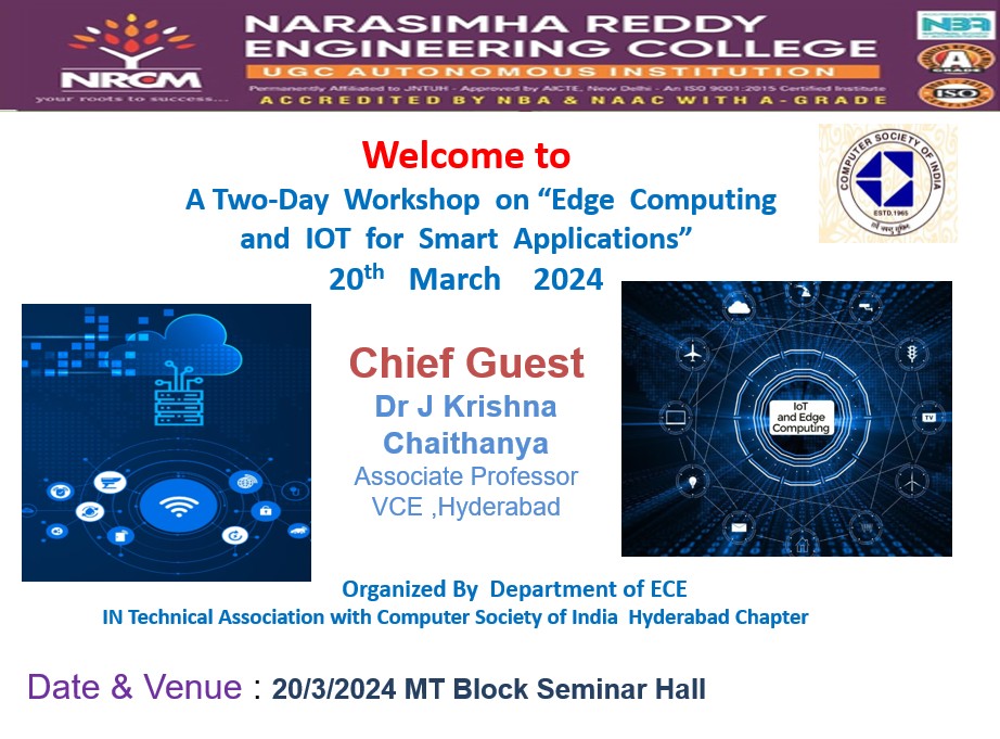 A Workshop on EDGE computing and IOT for Smart Applications 